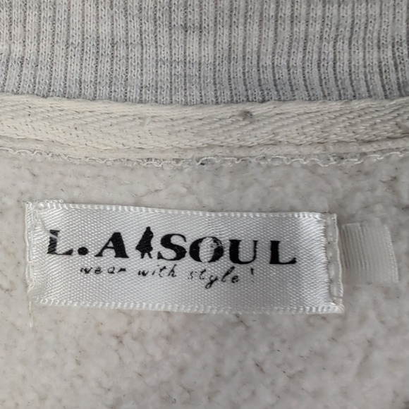 LA Soul Bicycle Print Sweatshirt Women's Grey Fleece Pullover Roses Medium - Picture 5 of 12